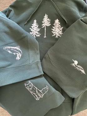 Three Pines Collection By The Woods Maine Heavy Hoodies